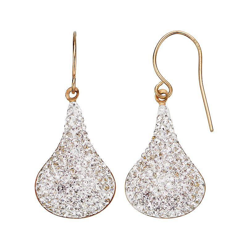 Crystal 14k Gold Over Silver Teardrop Earrings, Womens, White Product Image