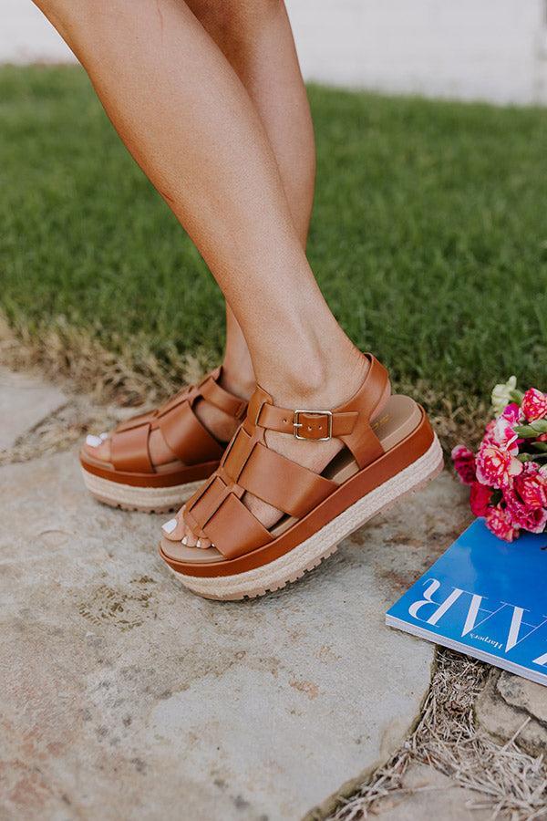 The Frankie Faux Leather Espadrille in Brown Product Image