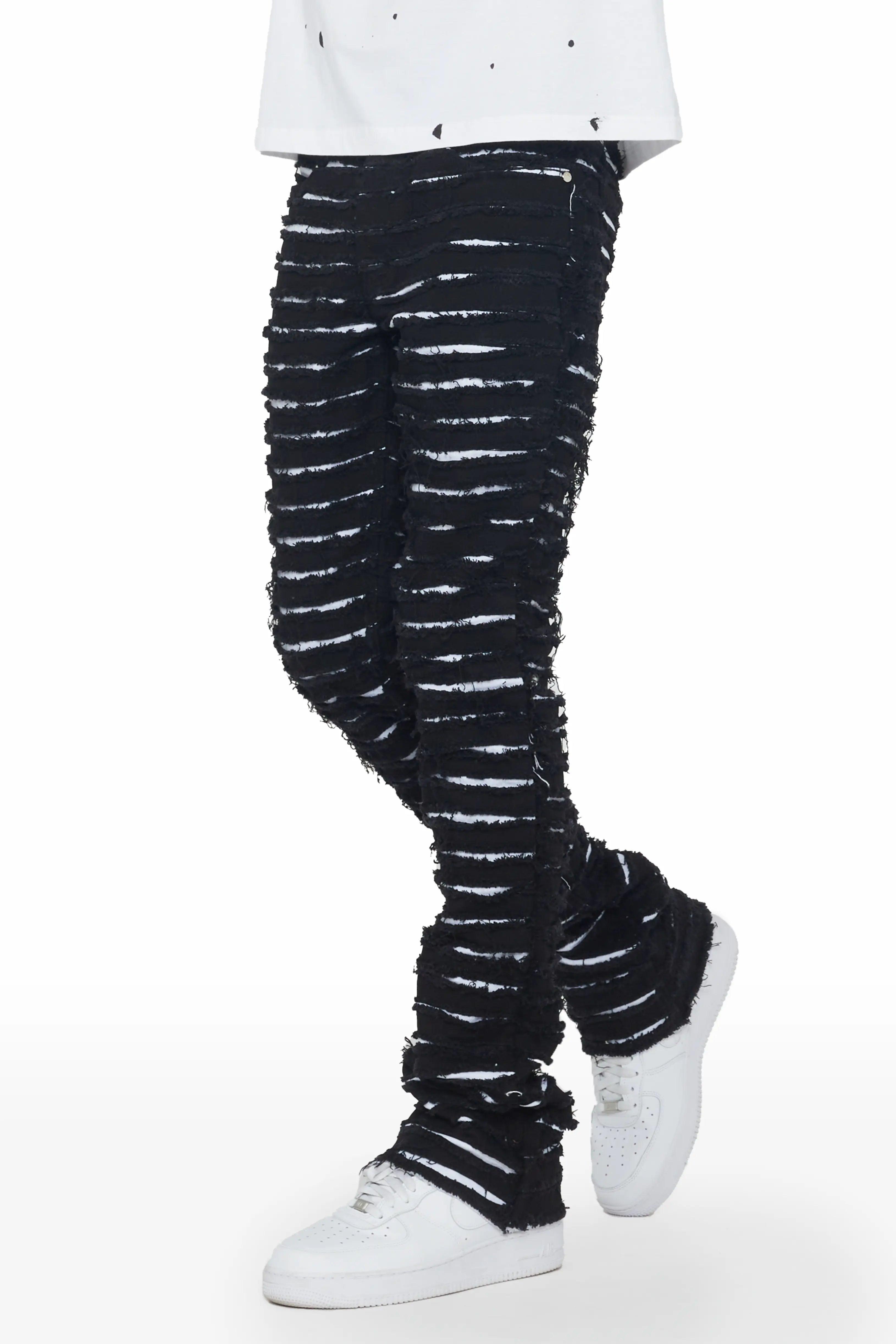 Korren White/Black Stacked Flare Jean Male Product Image