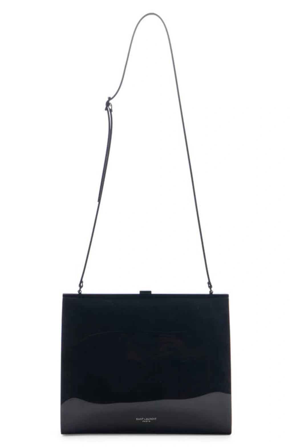 SAINT LAURENT Small Sac Patent Shoulder Bag In Nero/nero Product Image