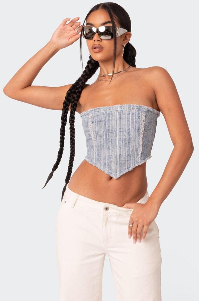 Cici Distressed Denim Corset Product Image