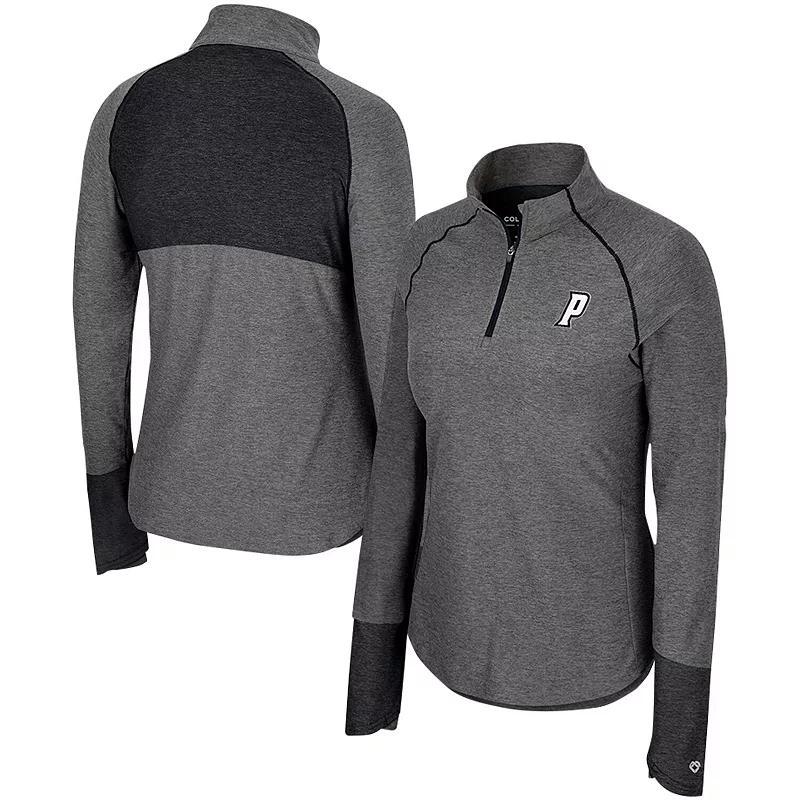 Womens Colosseum Black Providence Friars Morningside Sleeve Hit Raglan Quarter-Zip Top Product Image