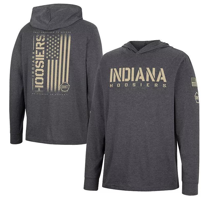 Mens Colosseum Charcoal Indiana Hoosiers Team OHT Military Appreciation Hoodie Long Sleeve T-Shirt Product Image