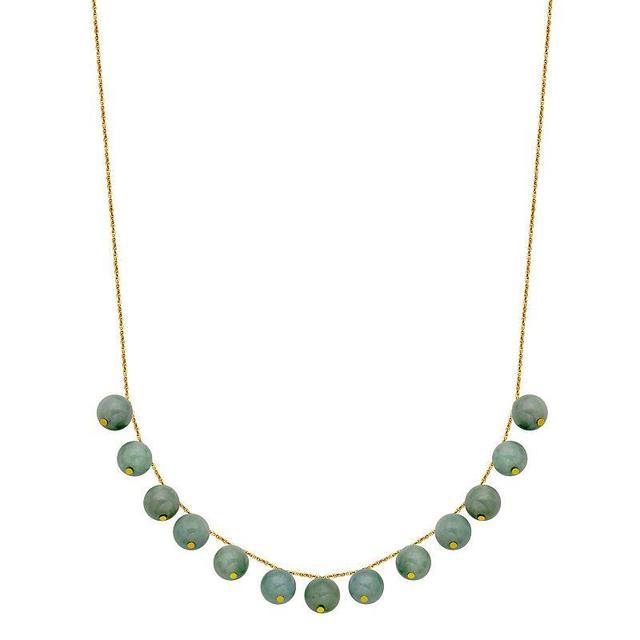 Dynasty Jade 18k Gold Over Silver Green Jade Bead Necklace, Womens Sterling Product Image