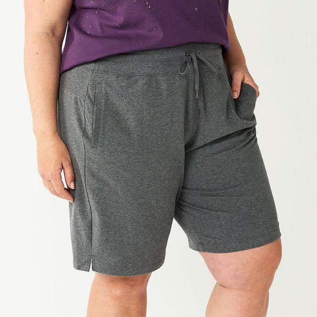 Plus Size Tek Gear Essential Bermuda Shorts, Womens Medium Ink Grey Product Image