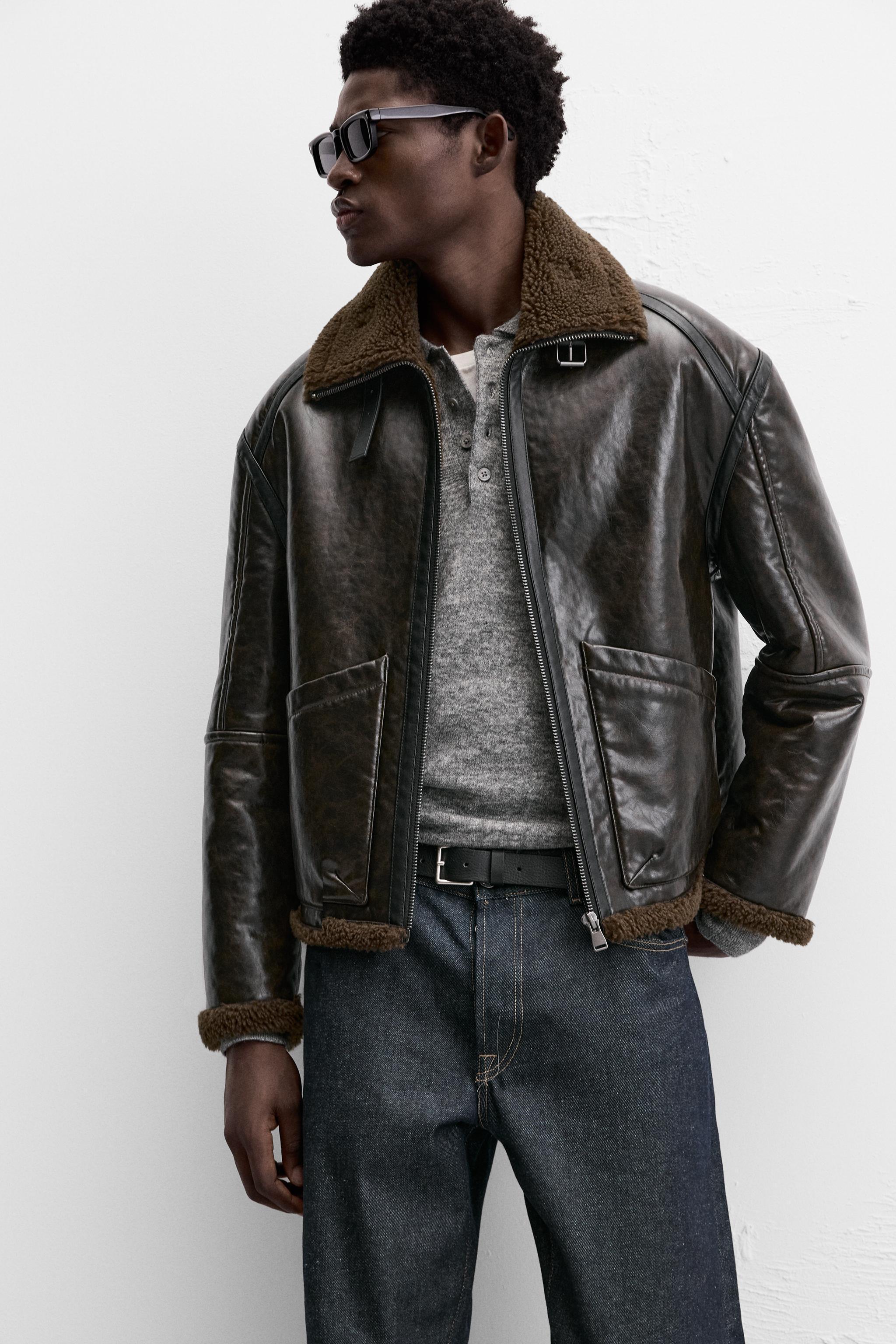 DOUBLE FACED FAUX LEATHER JACKET Product Image