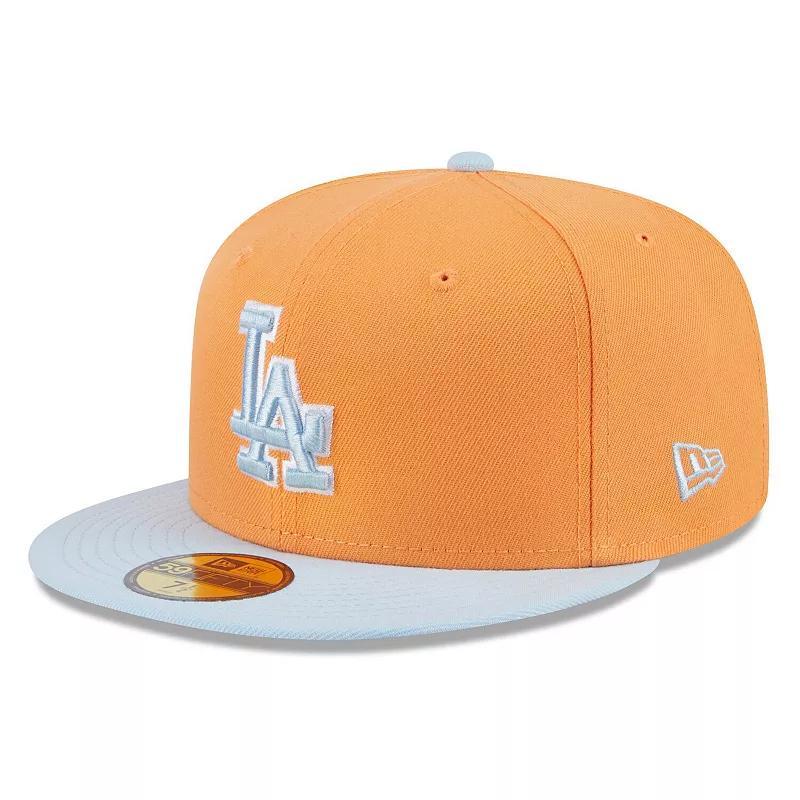 Mens New Era Orange/Light Blue Los Angeles Dodgers Spring Color Basic Two-Tone 59FIFTY Fitted Hat Product Image