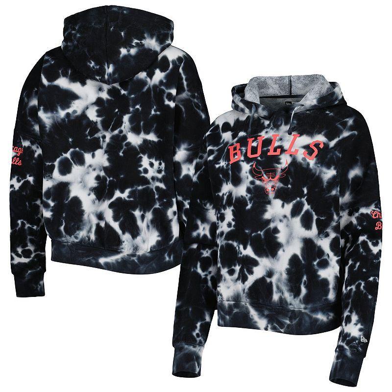 Womens New Era Black Chicago Bulls Brushed Cotton Tie-Dye Pullover Hoodie Product Image