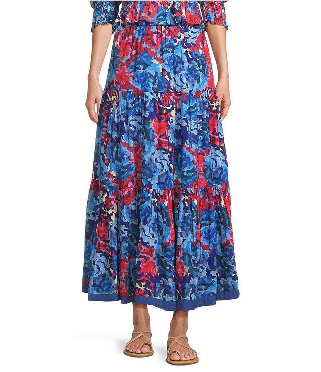 Ro's Garden Frilly Elastic Waist Coordinating A-Line Maxi Skirt Product Image