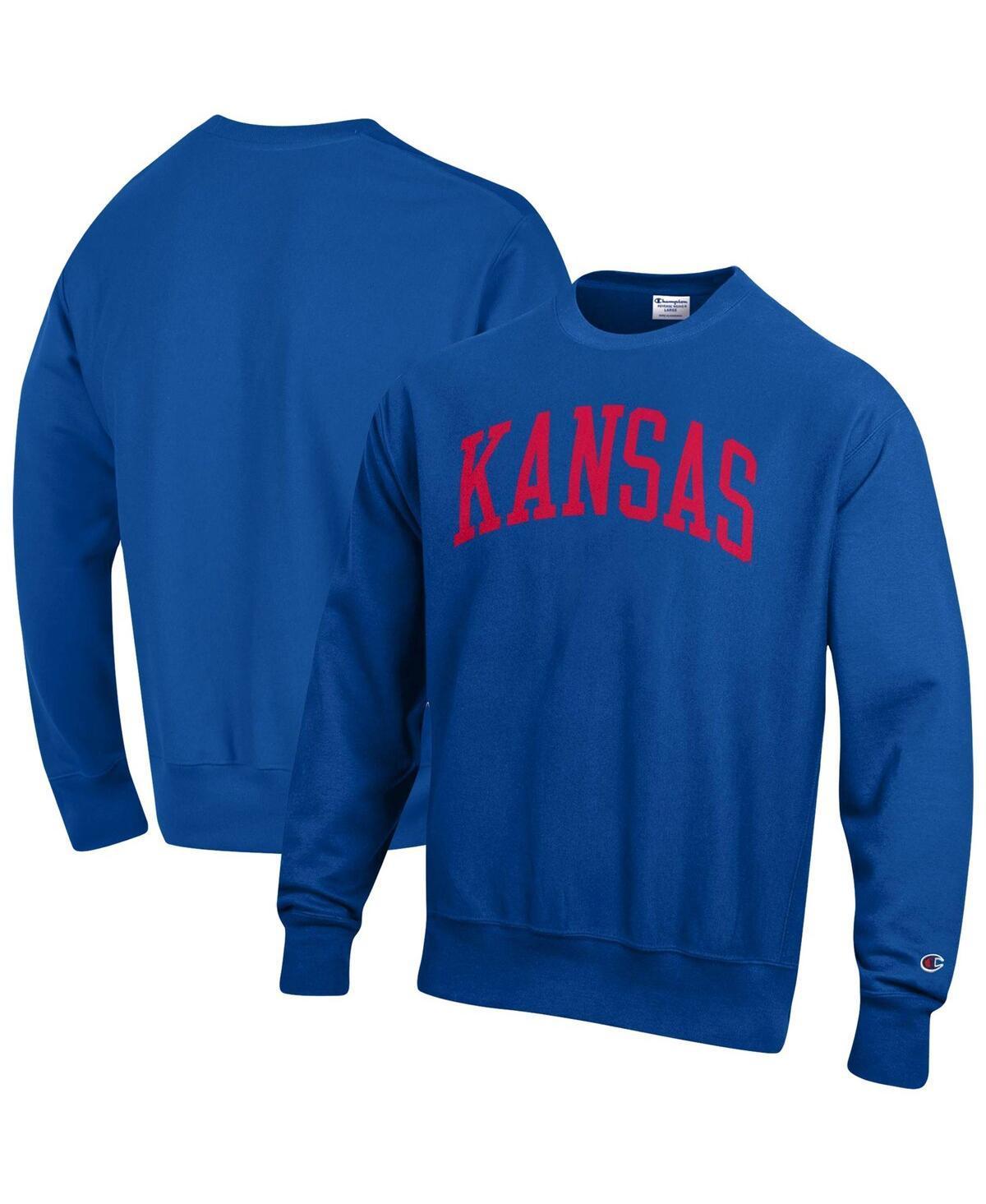 Mens Champion Royal Kansas Jayhawks Arch Reverse Weave Pullover Sweatshirt Product Image