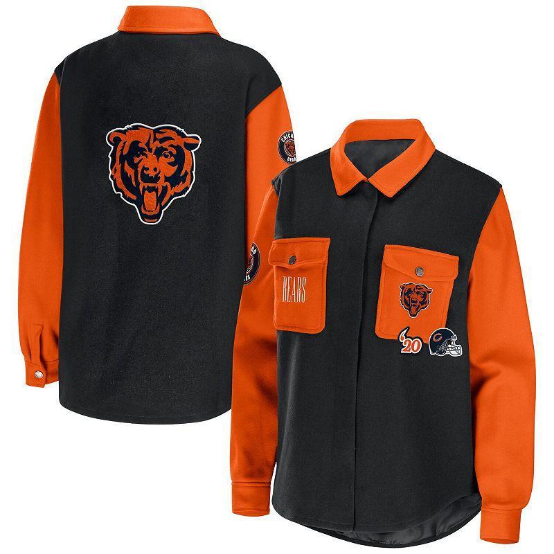 Womens WEAR by Erin Andrews Chicago Bears Snap-Up Shirt Jacket Product Image