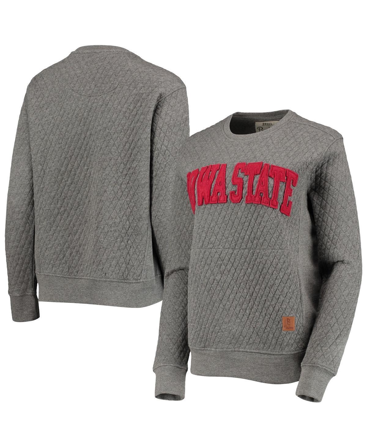 Womens Pressbox Heather Charcoal Iowa State Cyclones Moose Quilted Pullover Sweatshirt Product Image