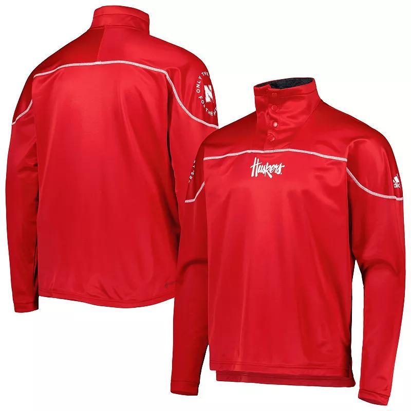 Mens adidas Scarlet Nebraska Huskers AEROREADY Knit Quarter-Snap Jacket Product Image