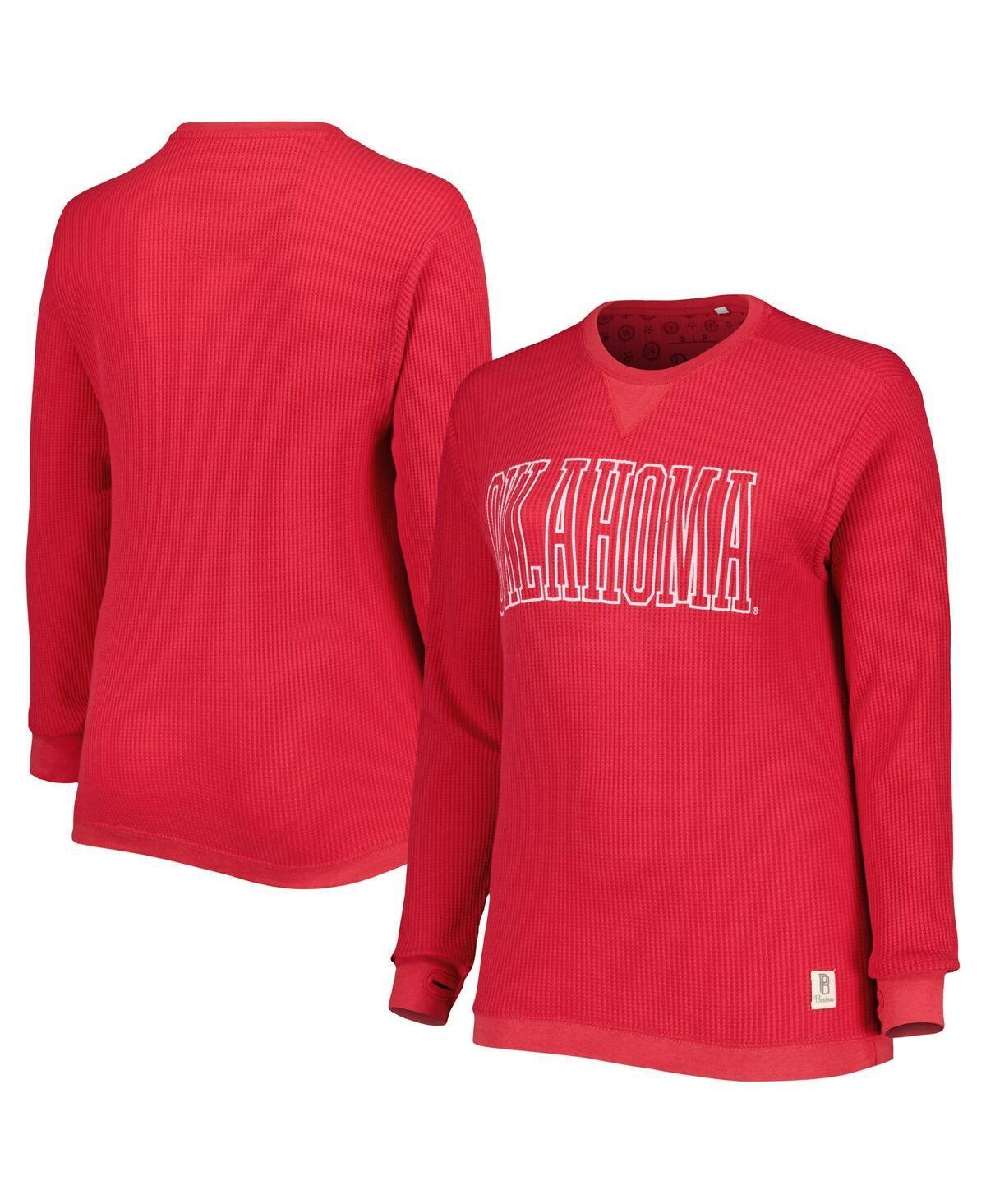 Womens Pressbox Crimson Oklahoma Sooners Surf Plus Size Southlawn Waffle-Knit Thermal Tri-Blend Long Sleeve T-Shirt Product Image