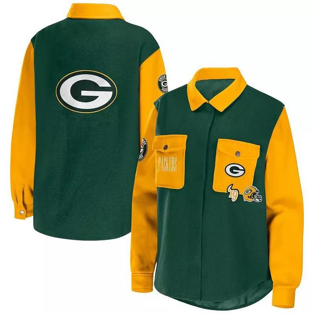 Womens WEAR by Erin Andrews Bay Packers Snap-Up Shirt Jacket Product Image