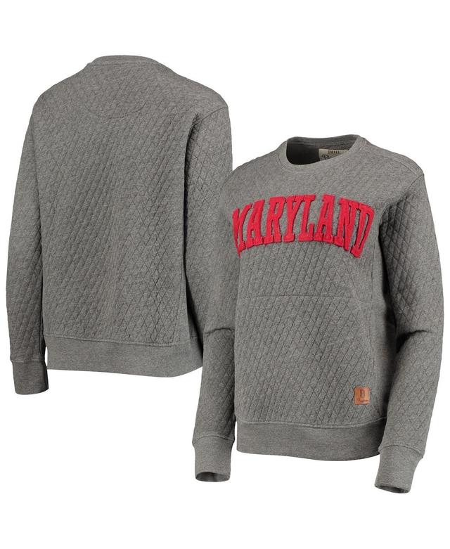 Womens Pressbox Heathered Gray Maryland Terrapins Moose Applique Quilted Pullover Sweatshirt Product Image