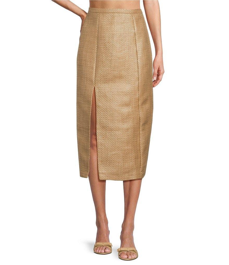 Antonio Melani x The Style Bungalow Manana Side Slit Raffia Midi Pencil Skirt Product Image