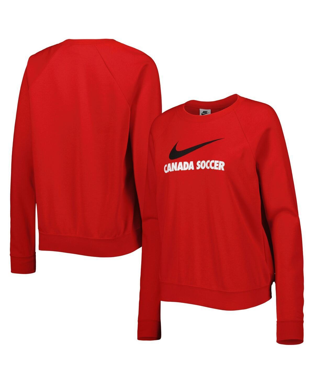 Womens Nike Red Canada Soccer Lockup Varsity Raglan Pullover Sweatshirt Product Image