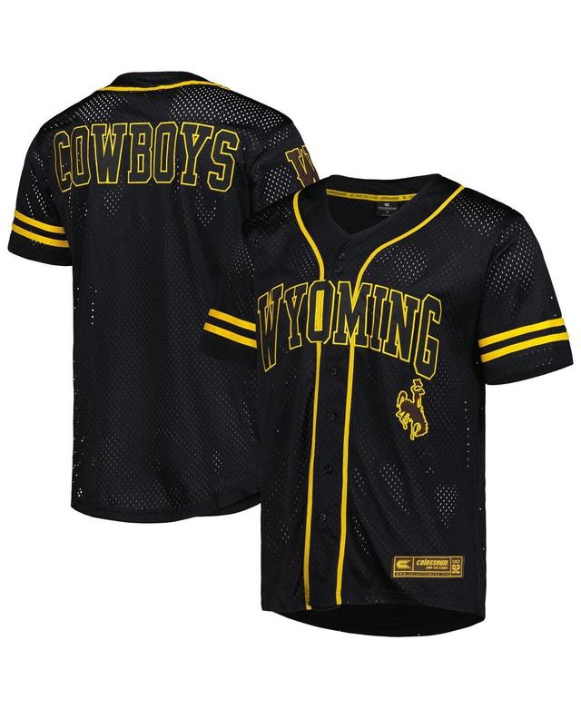 Mens Colosseum Black Wyoming Cowboys Free Spirited Mesh Button-Up Baseball Jersey - Black Product Image