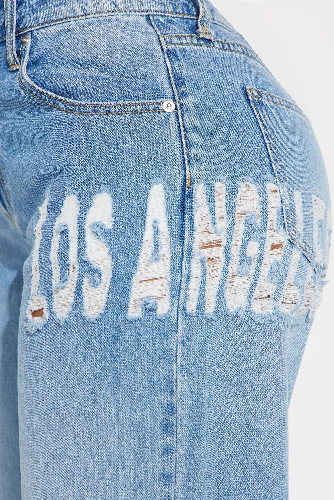 Hometown Honey Los Angeles Ripped Baggy Jeans - Medium Wash Product Image