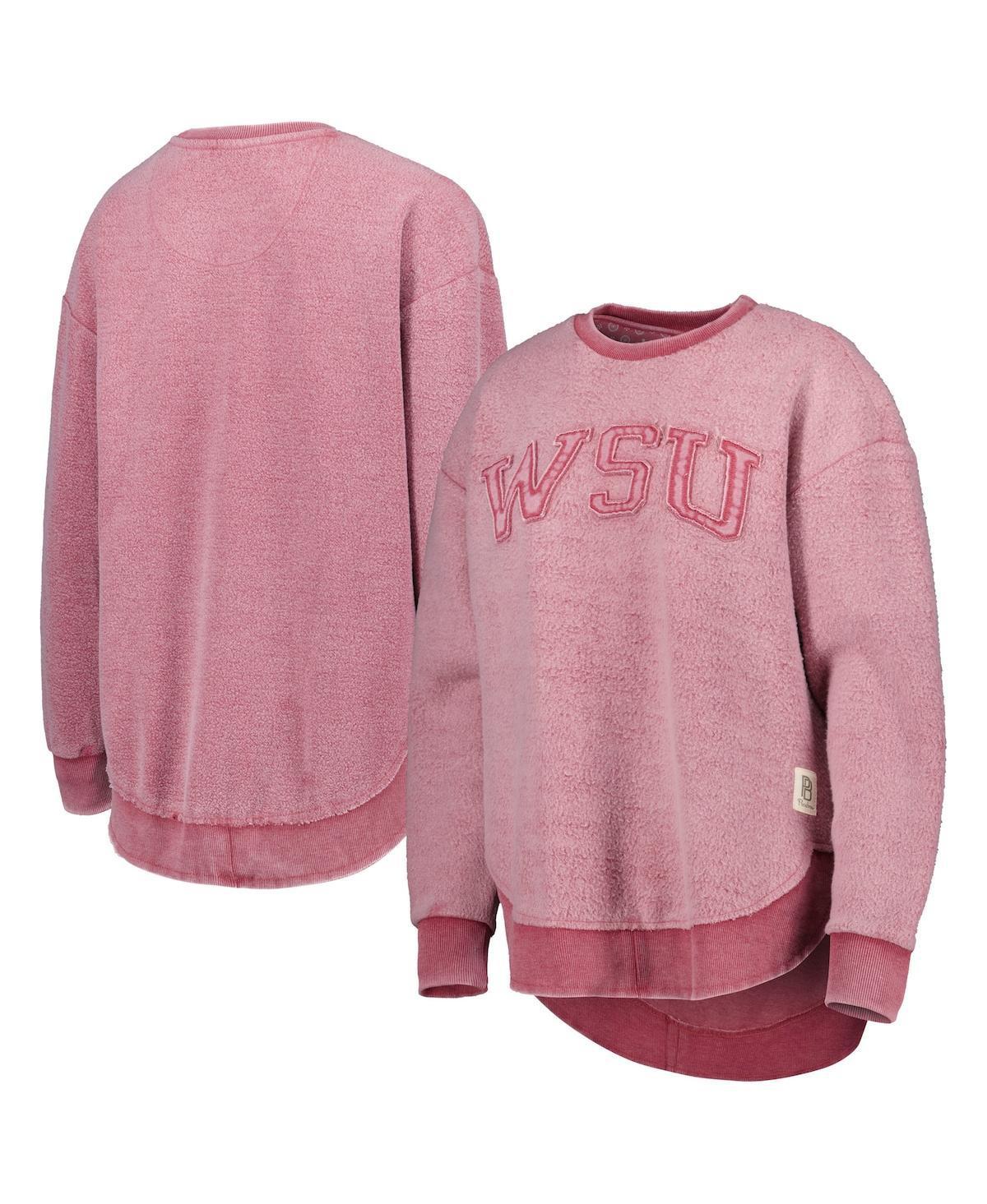 Womens Pressbox Crimson Washington State Cougars Ponchoville Pullover Sweatshirt Product Image