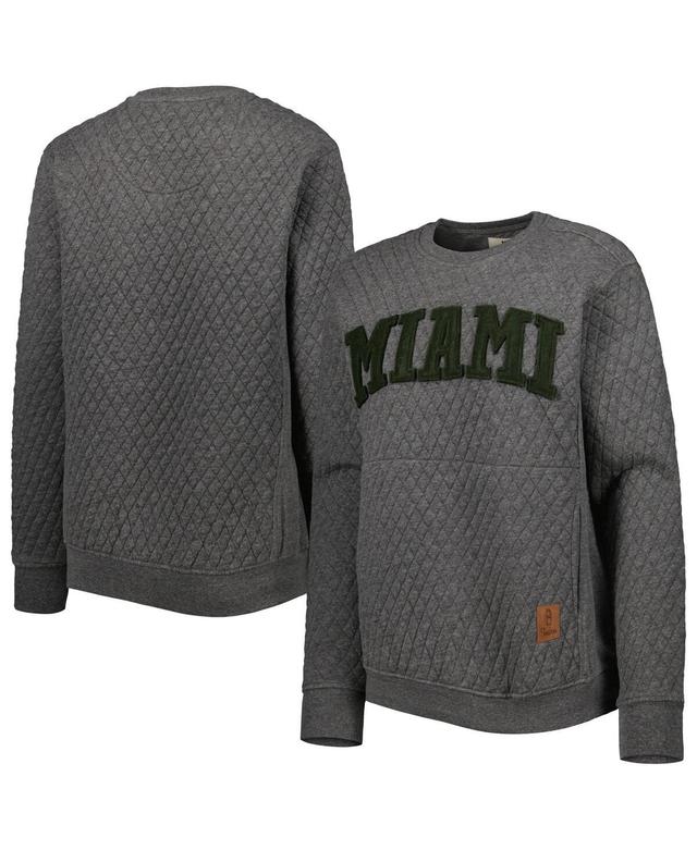 Womens Pressbox Heather Charcoal Miami Hurricanes Moose Quilted Pullover Sweatshirt Product Image