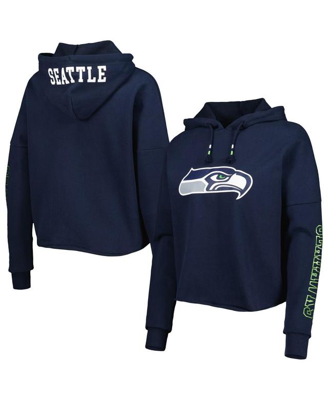 Womens New Era College Seattle Seahawks Foil Sleeve Pullover Hoodie Blue Product Image