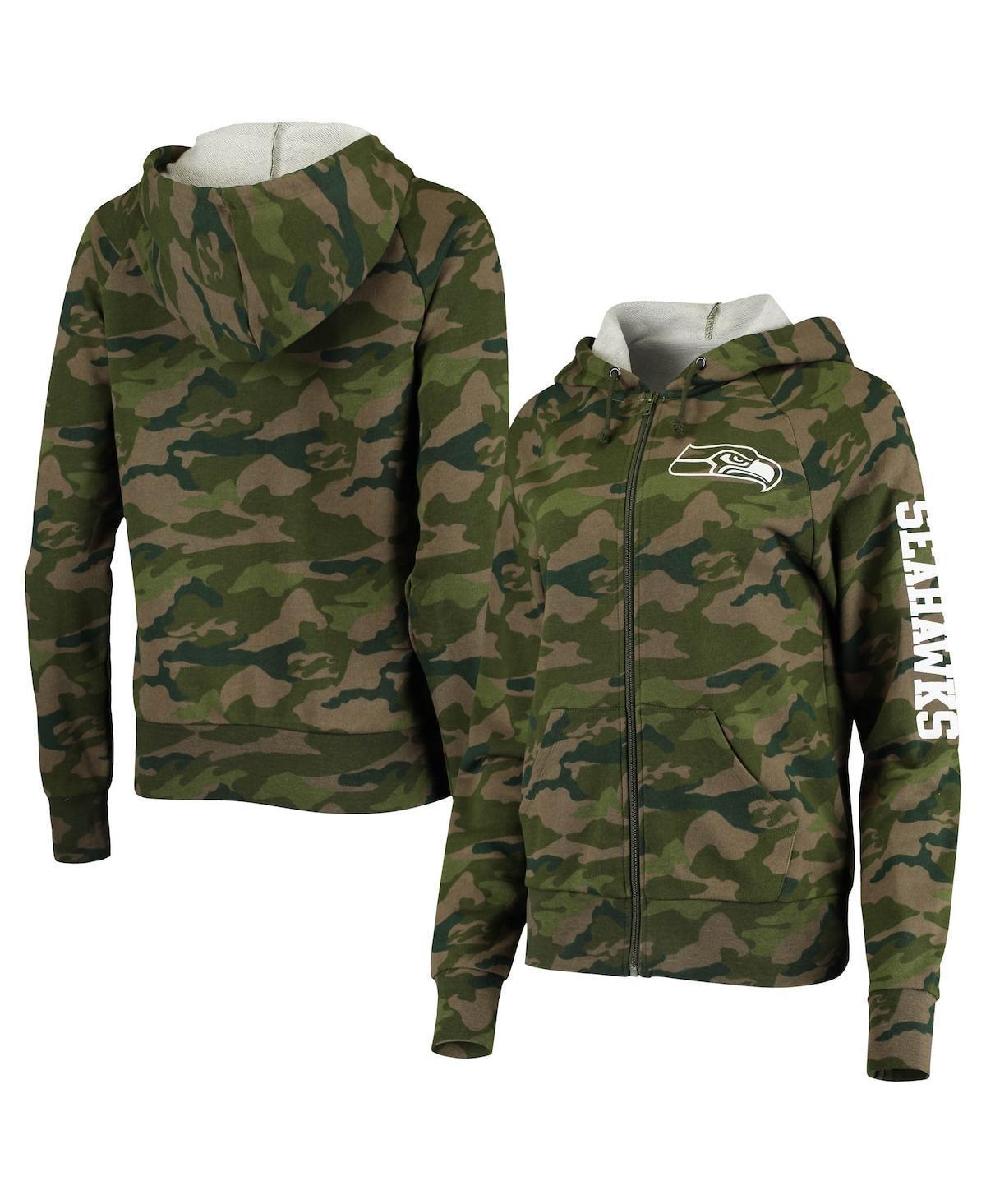 Womens New Era Camo Seattle Seahawks Raglan Full-Zip Hoodie Product Image