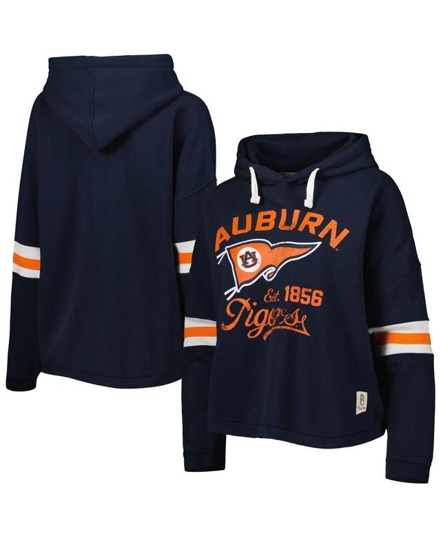 Womens Pressbox Navy Distressed Auburn Tigers Super Pennant Pullover Hoodie Product Image