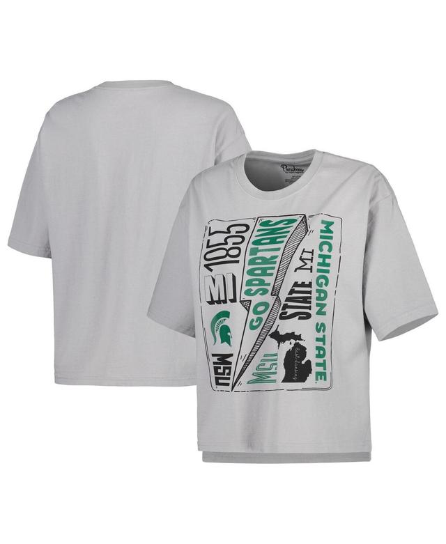 Womens Pressbox Silver Michigan State Spartans Rock & Roll School of Rock T-shirt Product Image