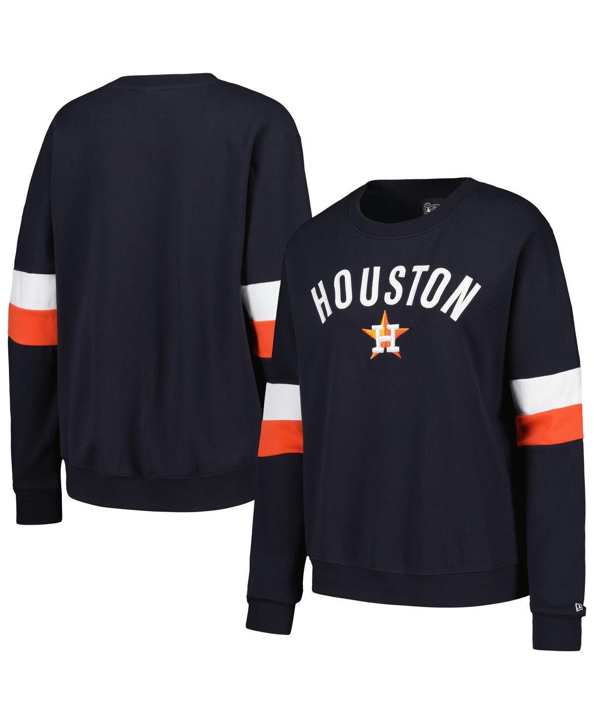 Womens New Era Houston Astros Game Day Crew Pullover Sweatshirt Blue Product Image