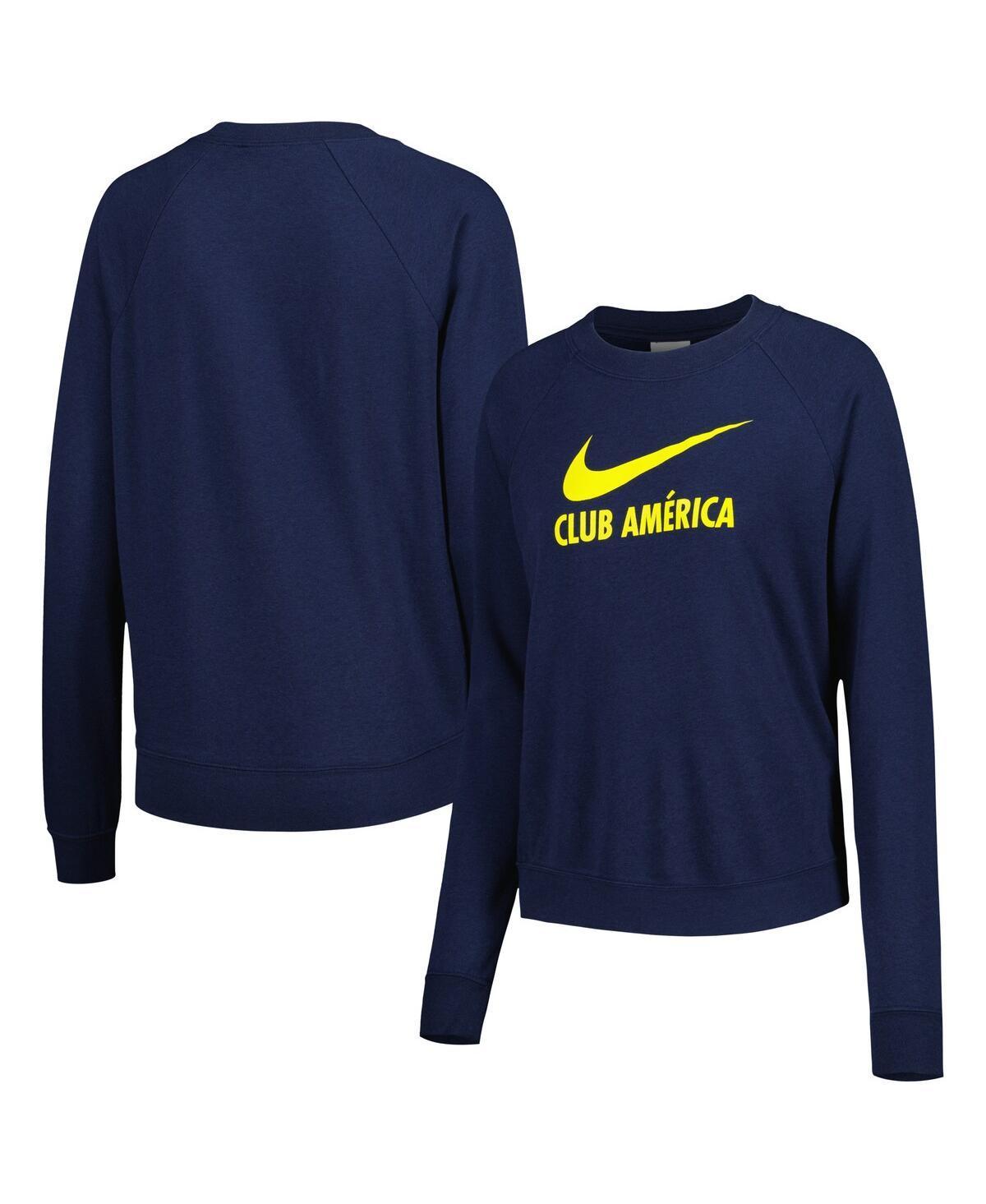 Womens Nike Navy Club America Lockup Varsity Tri-Blend Raglan Pullover Sweatshirt Caf Blue Product Image