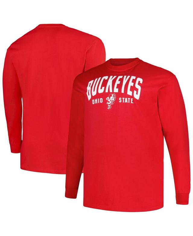 Mens Champion Scarlet Ohio State Buckeyes Big and Tall Arch Long Sleeve T-shirt Product Image