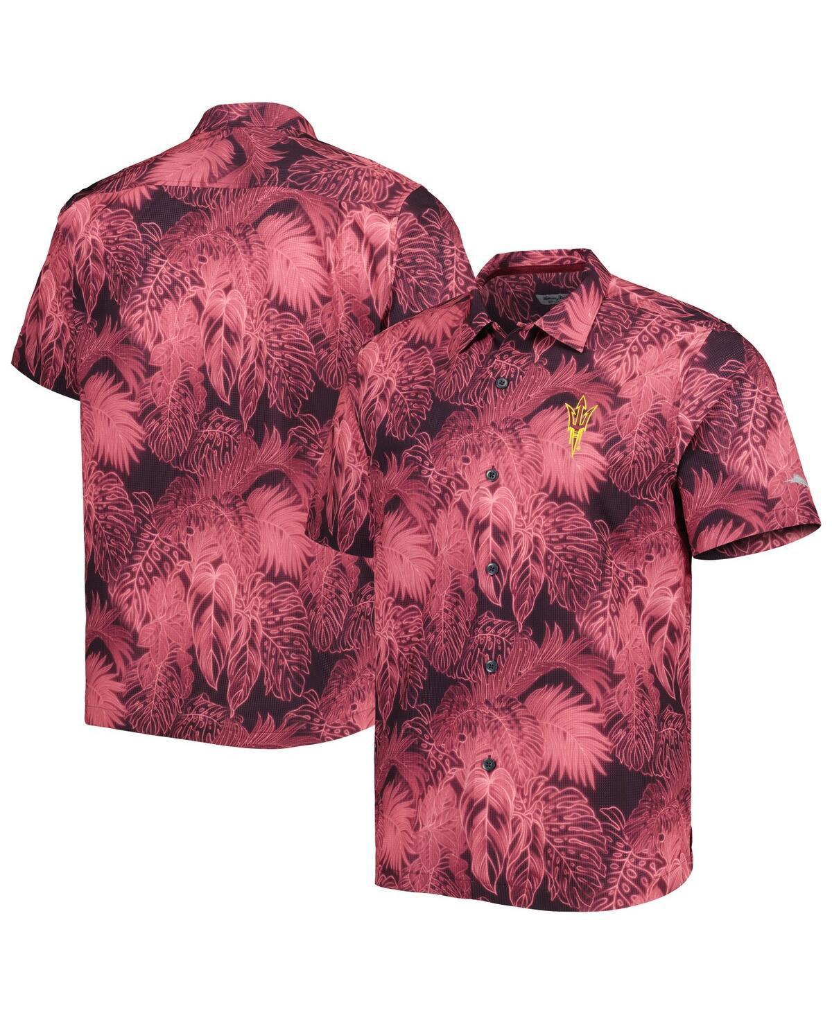 Mens Tommy Bahama Maroon Arizona State Sun Devils Coast Luminescent Fronds IslandZone Button-Up Camp Shirt Product Image