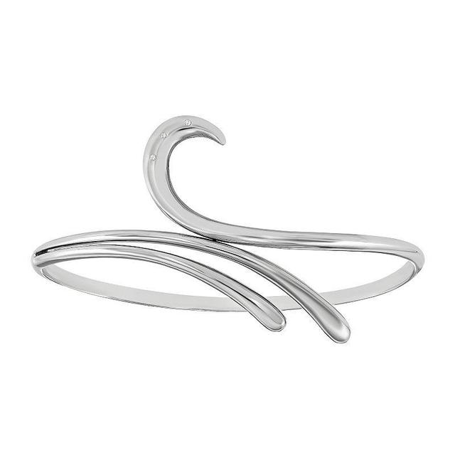 White Ice Sterling Silver Diamond Accent Swirl Bangle Bracelet, Womens Product Image