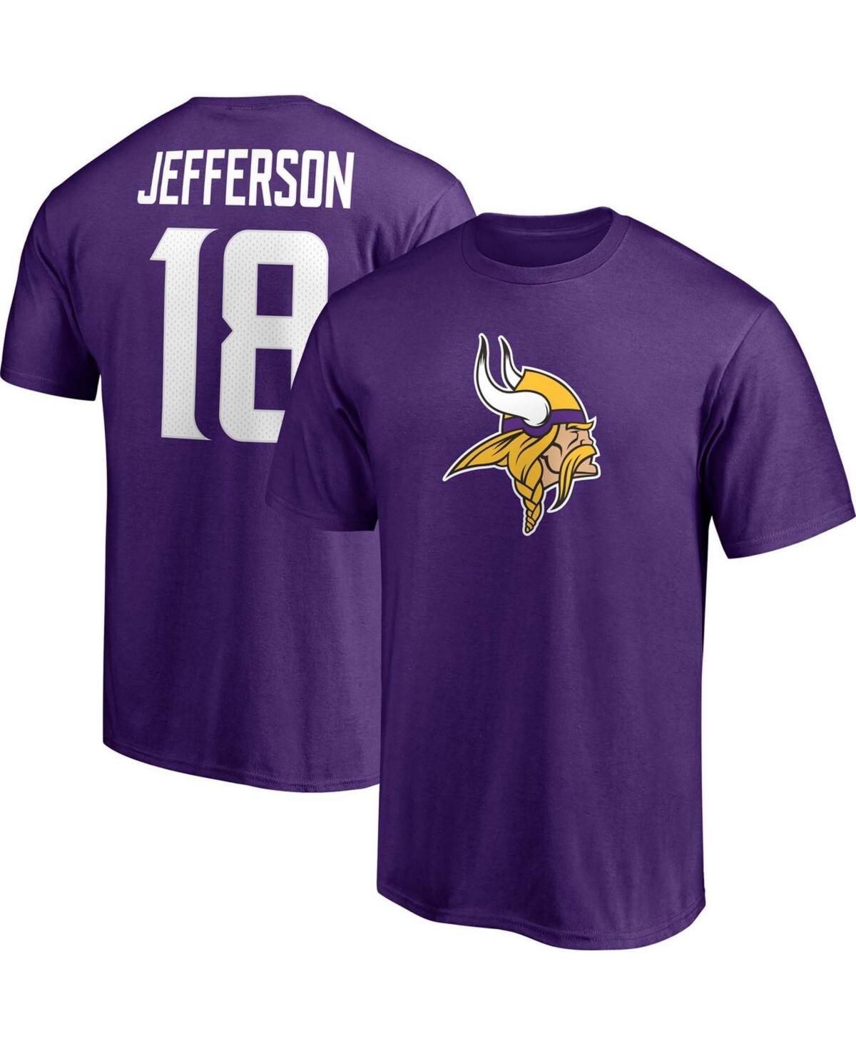 Mens Justin Jefferson Purple Minnesota Vikings Player Icon Name and Number T-shirt Product Image