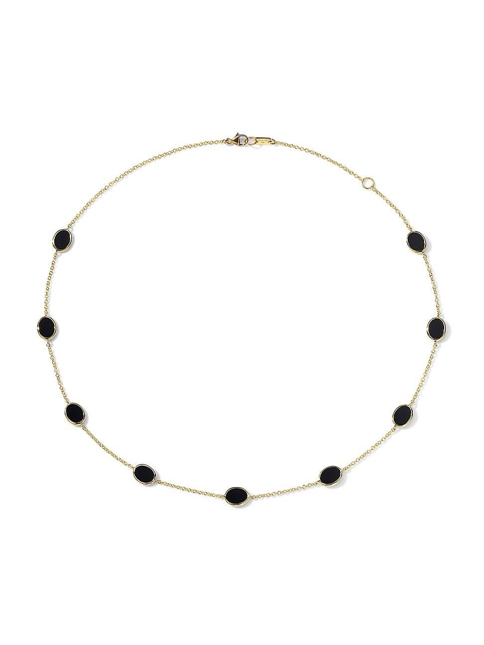 Womens Confetti 18K Yellow Gold & Onyx Short Station Necklace Product Image