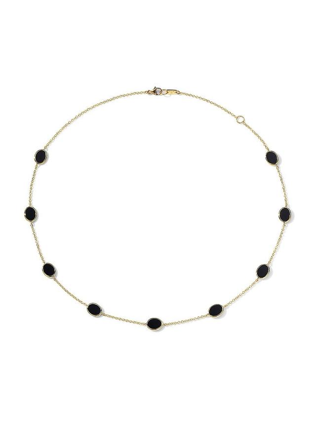 Womens Confetti 18K Yellow Gold & Onyx Short Station Necklace Product Image