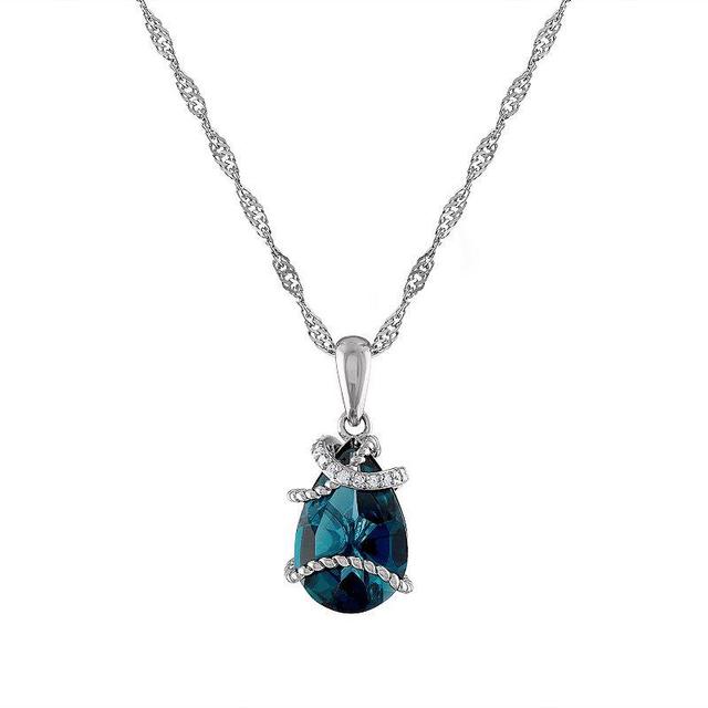 Tiara Sterling Silver London Blue Topaz & Diamond Accent Pendant, Womens, White Product Image