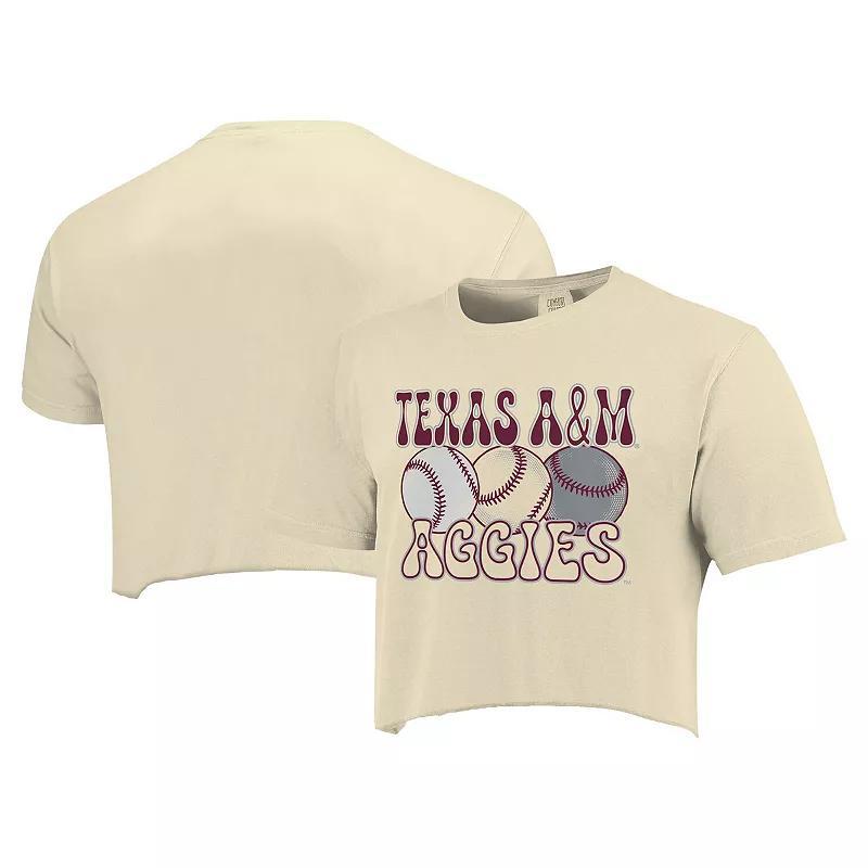 Womens Natural Texas A&M Aggies Comfort Colors Baseball Cropped T-Shirt Product Image