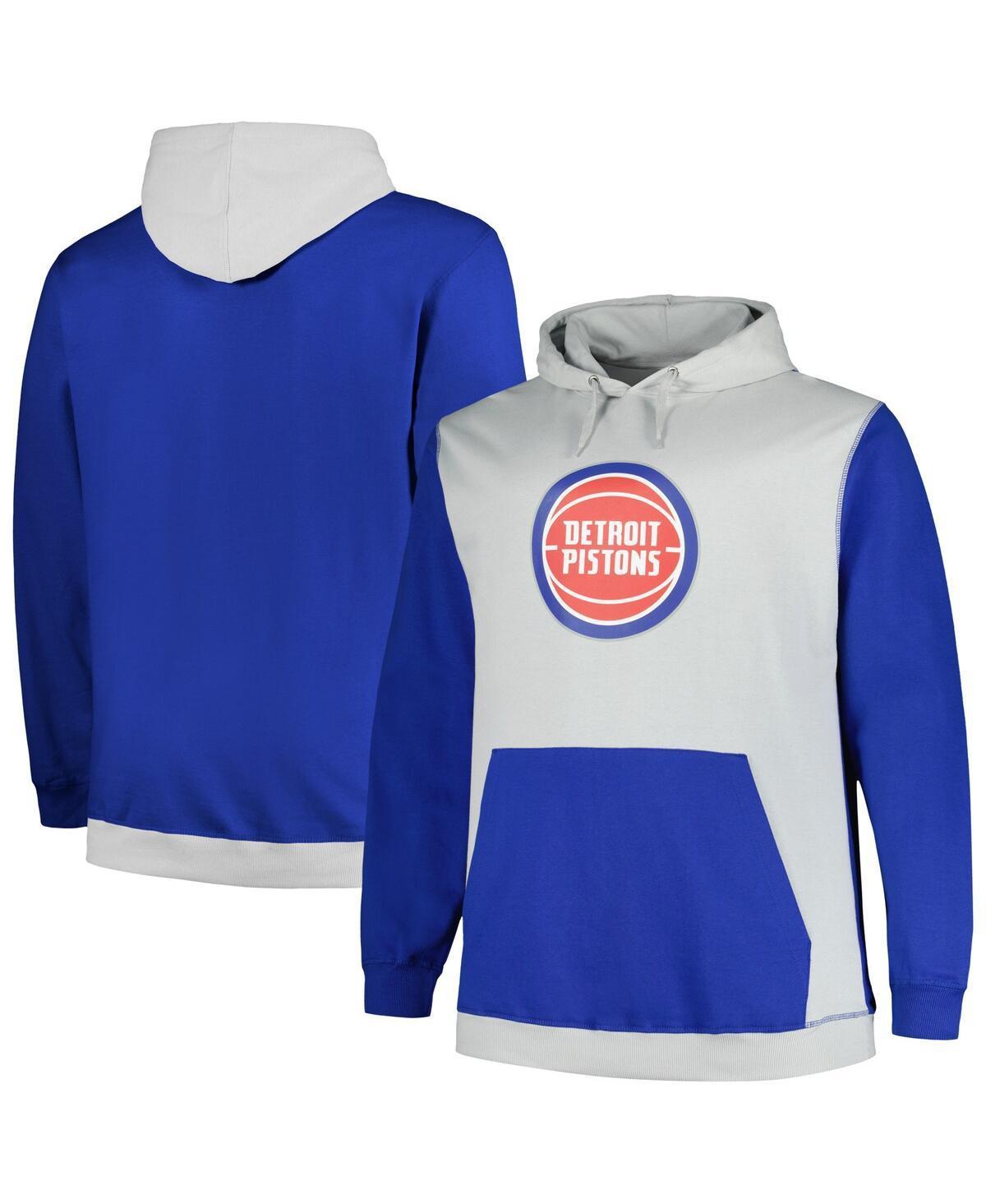 Mens Fanatics Branded Blue/Silver Detroit Pistons Big & Tall Primary Arctic Pullover Hoodie Product Image