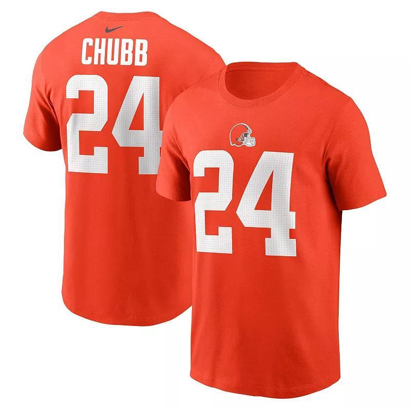 Nike Mens Nick Chubb Orange Cleveland Browns Player Name Number T-Shirt Product Image