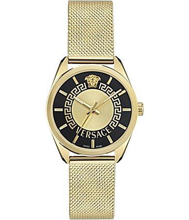 Versace Womens Swiss Gold Ion Plated Mesh Bracelet Watch 36mm Product Image