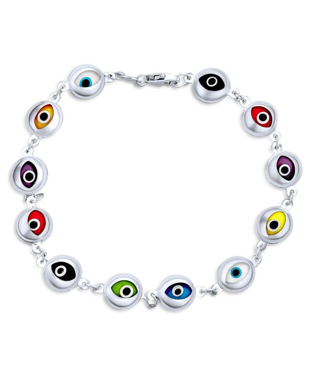 Bling Jewelry Turkish Colorful Multicolor Spiritual Protection Amulet Strand Link Multi Charm Evil Eye Bracelet For Women Sterling 7.5 Inch - S Product Image