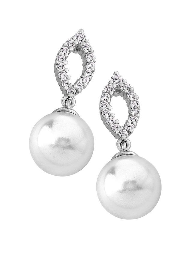 Womens Lilit Rhodium-Plate, Crystal & Faux Pearl Drop Earrings Product Image