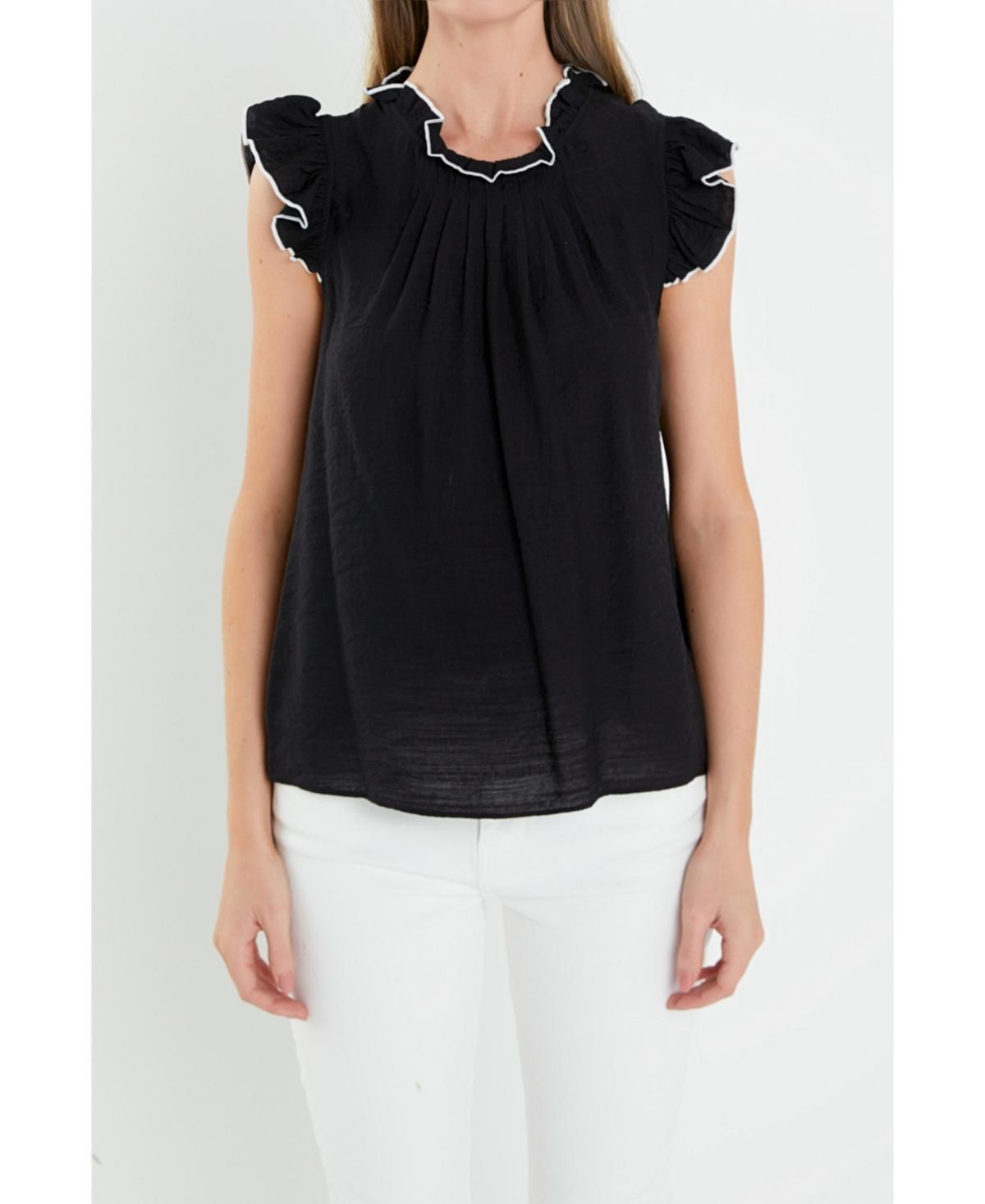 English Factory Womens Contrast Stitch Sleeveless Top Product Image