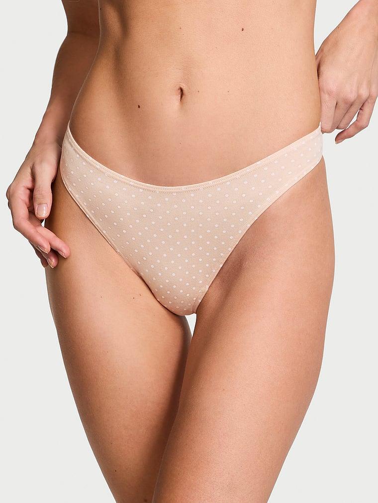 Stretch Cotton High-Leg Scoop Thong Panty Product Image