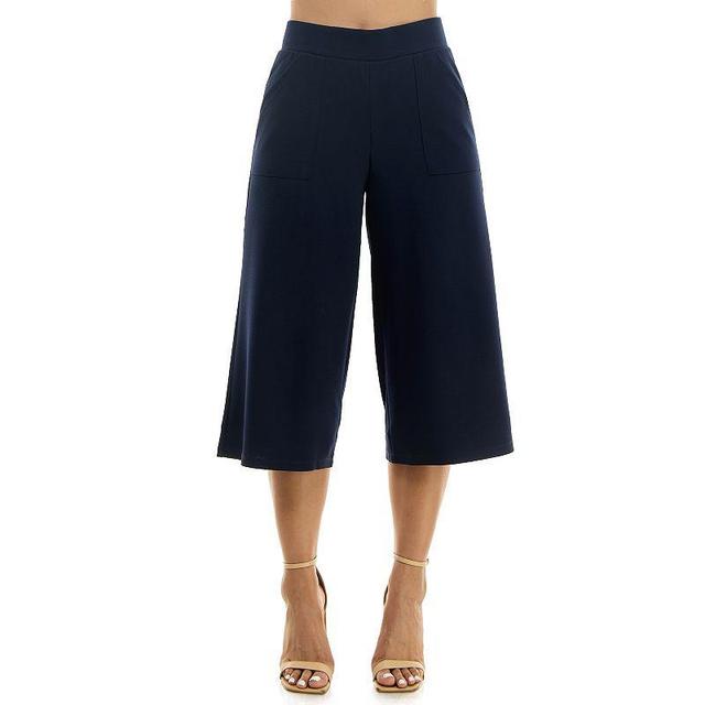 Womens Nina Leonard Elastic Waist Culotte Pants Blue Product Image