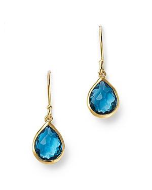 Womens Rock Candy 18K Green Gold & London-Blue-Topaz Teeny Teardrop Earrings Product Image