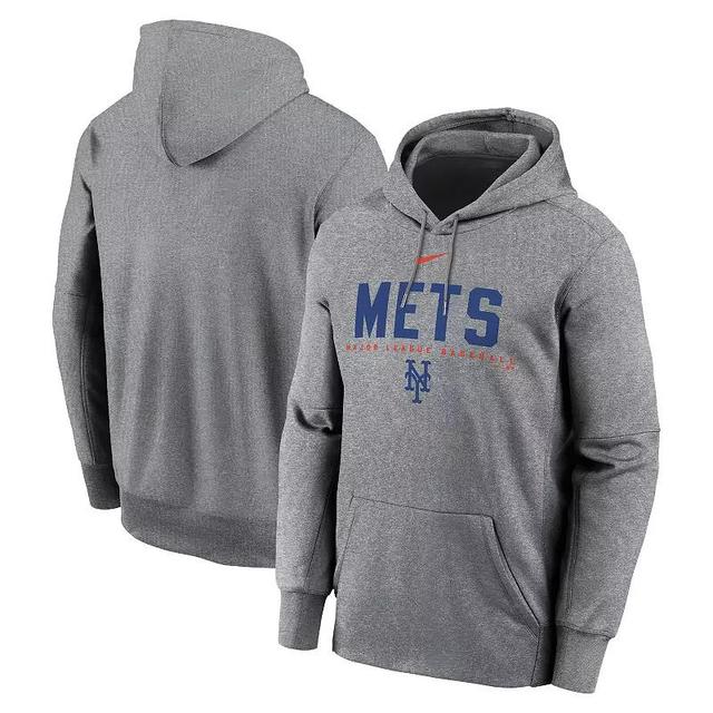 Mens Nike Heather Charcoal New York Mets Therma Fleece Pullover Hoodie Product Image